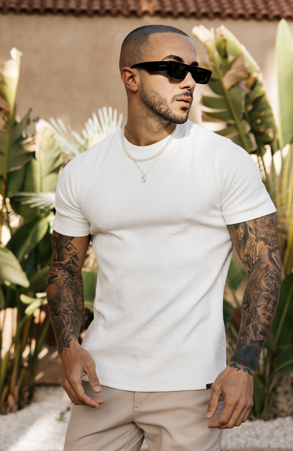 Cedro Slim Textured Tee in White