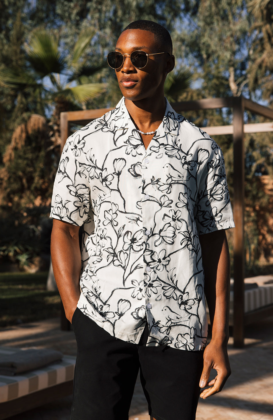 Bora Relaxed Fit Dove Shirt in Black and White