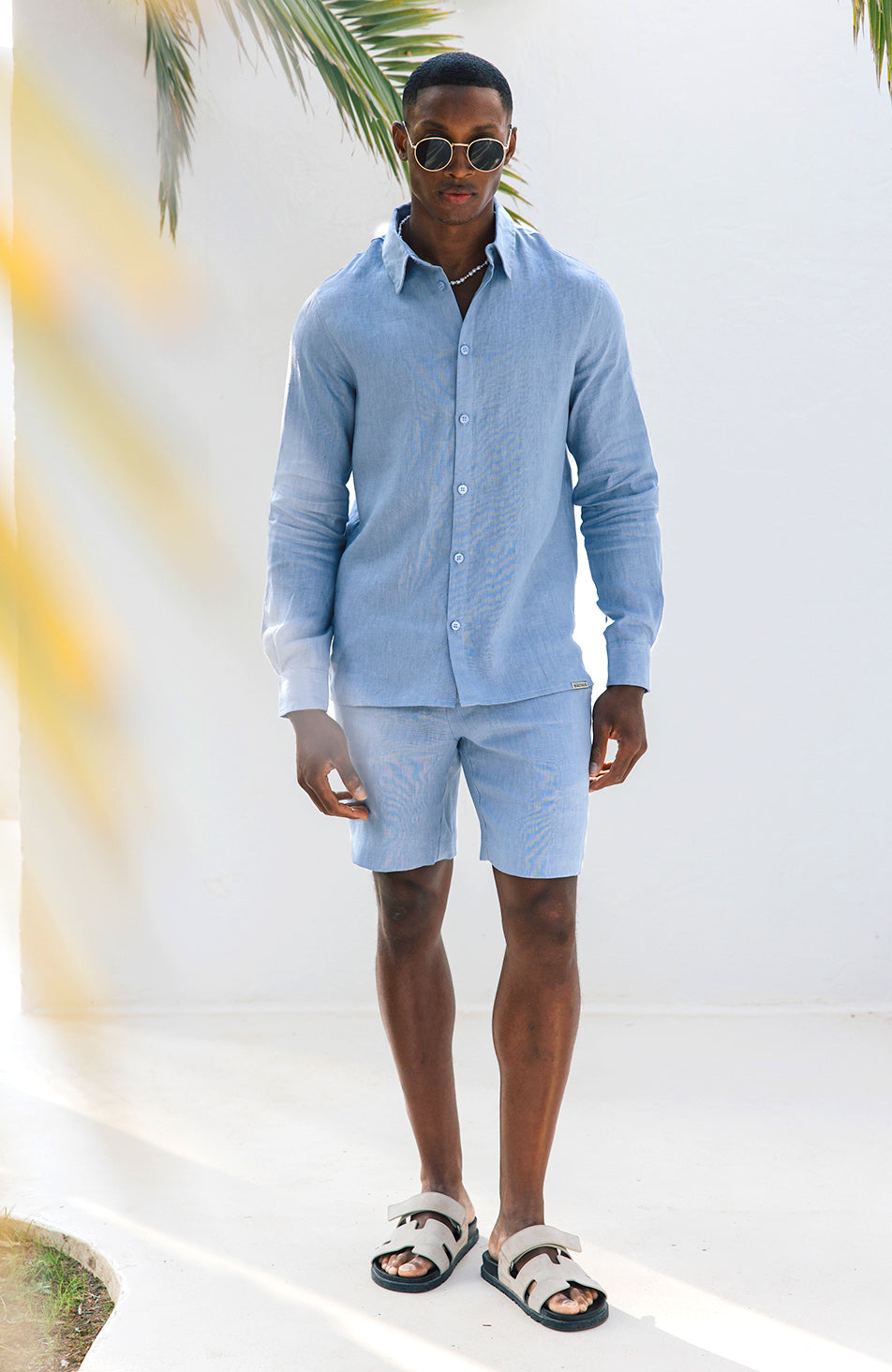 Nammos Pure Linen Tailored Shirt in Blue