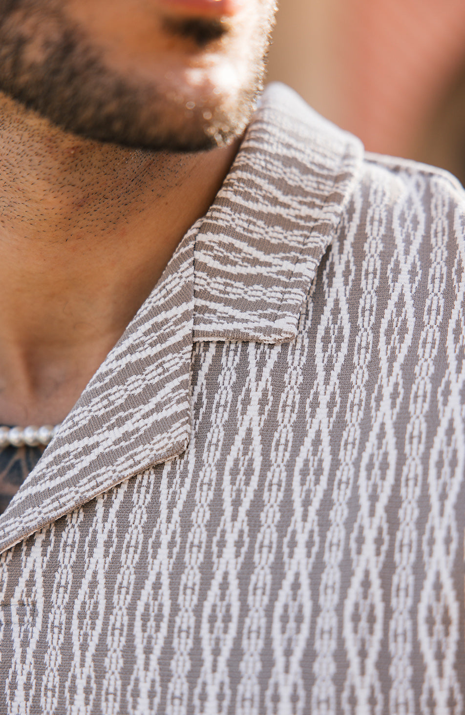 Joali Textured Slim Polo in Beige