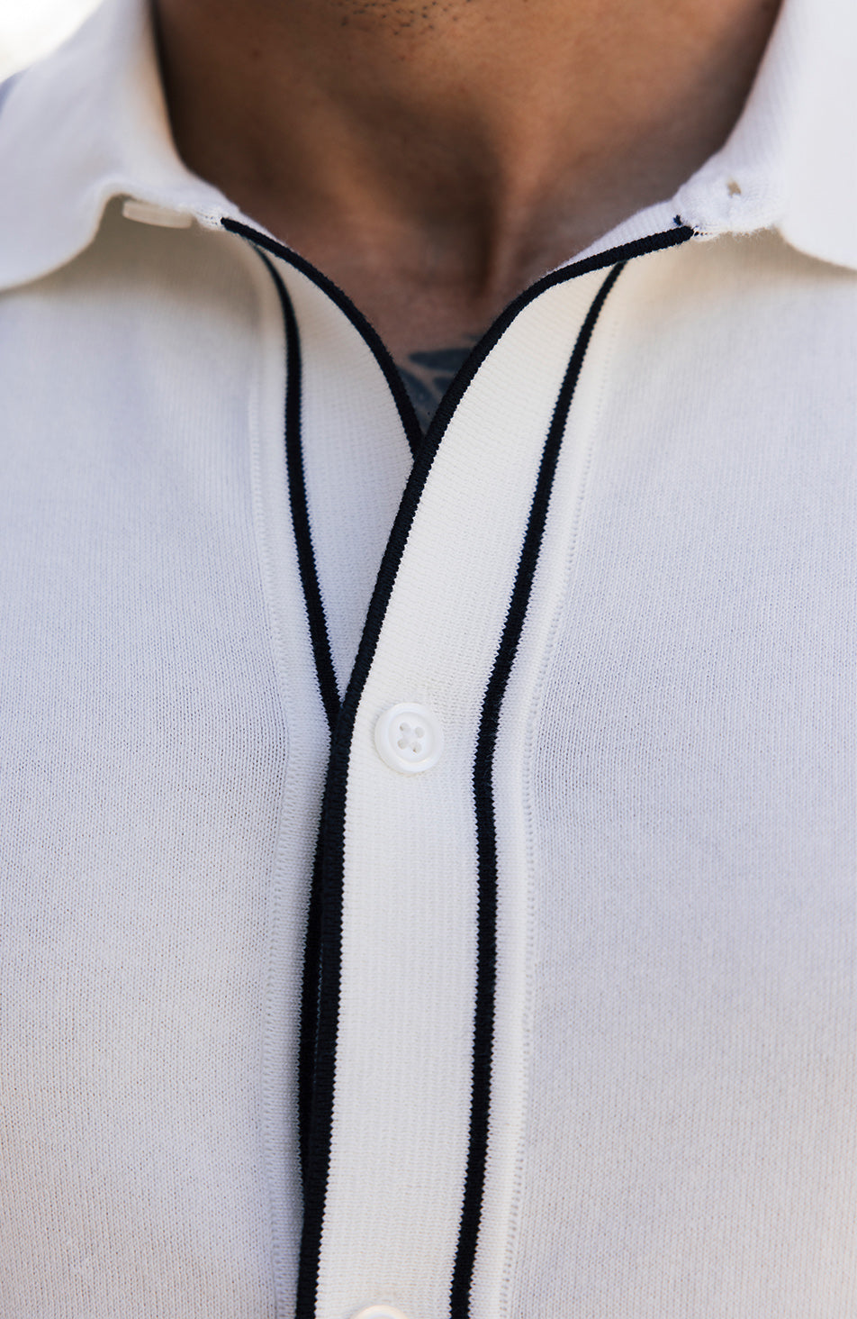 Luciano Slim Knit Shirt in White