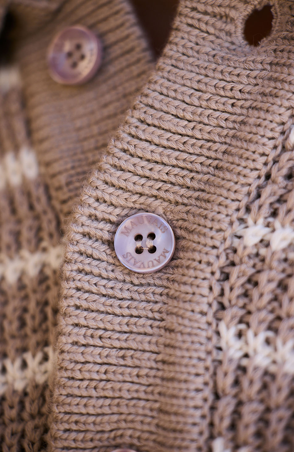 Fontelina Button Placket Knit Stripe Polo in Beige