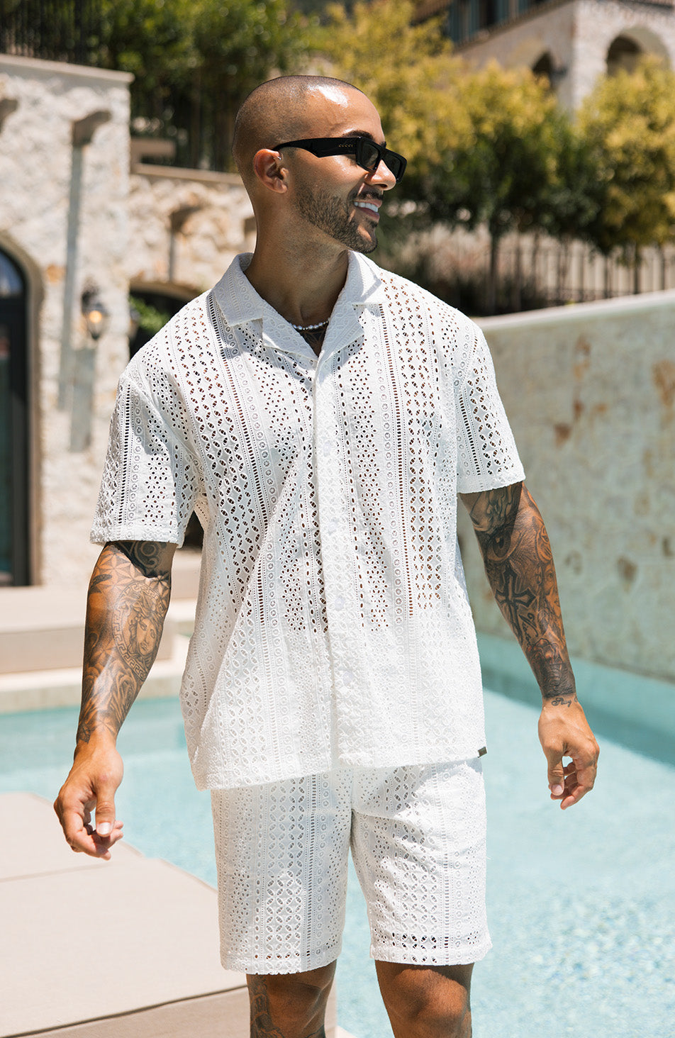 Santino Luxury Embroidered Relaxed Lined Short in White