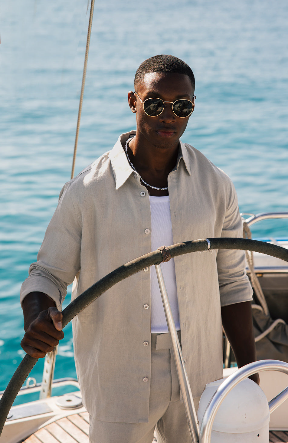 Nammos Pure Linen Tailored Shirt in Beige