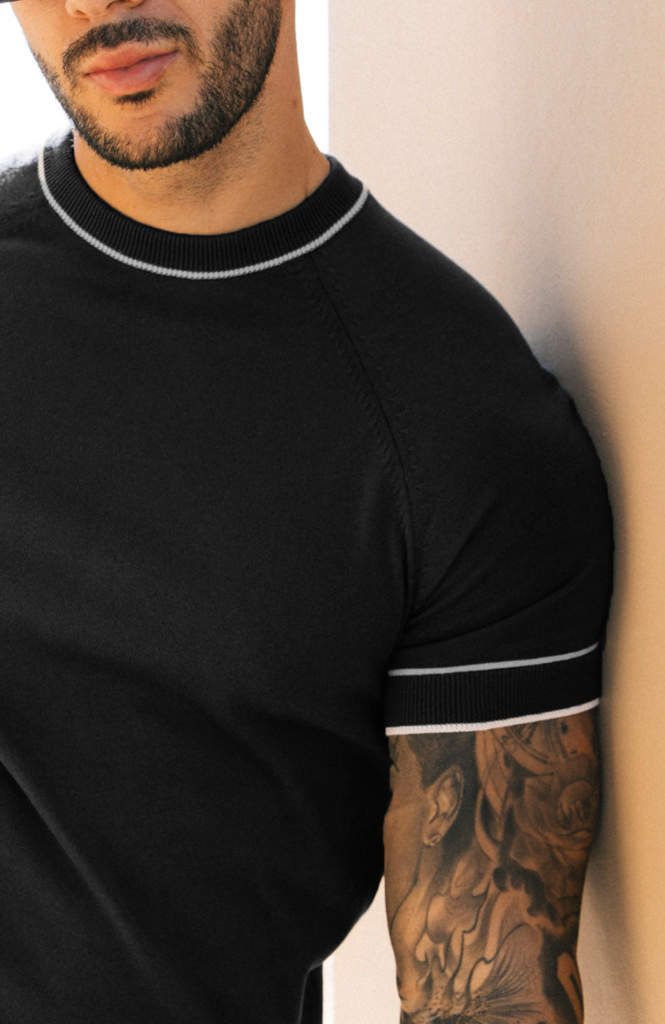Franco Slim Knit Tee in Black
