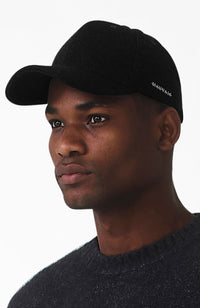 Melton Wool Cap in Black