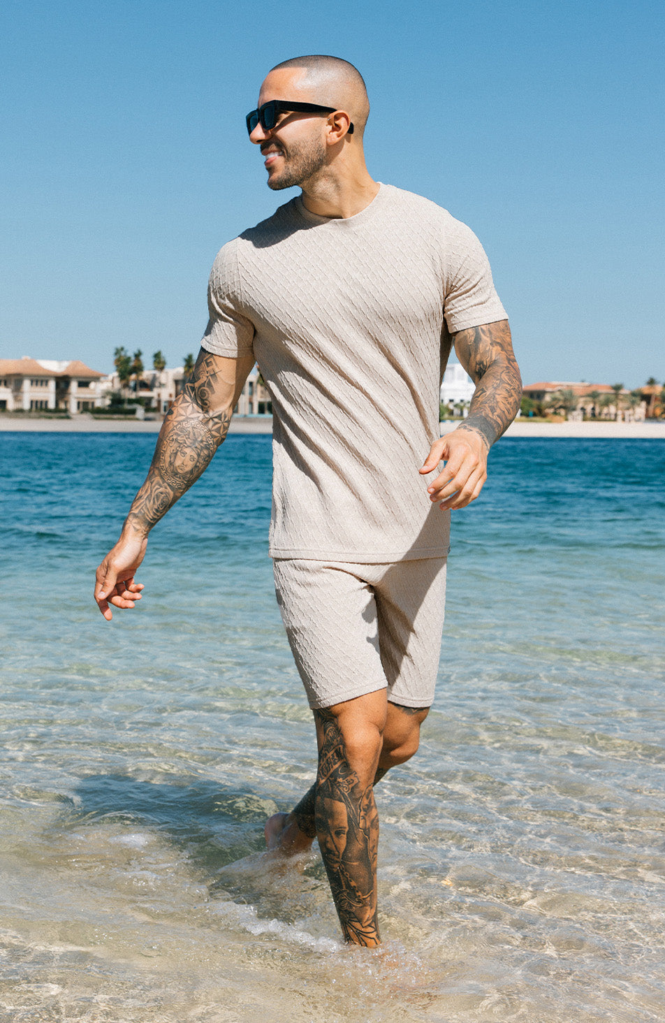 Cannes Knit Shorts in Beige