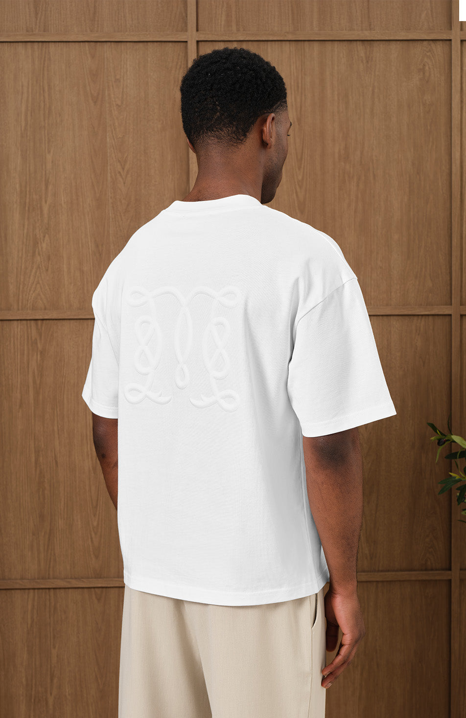 Embossed Monogram Back Logo T-shirt in White