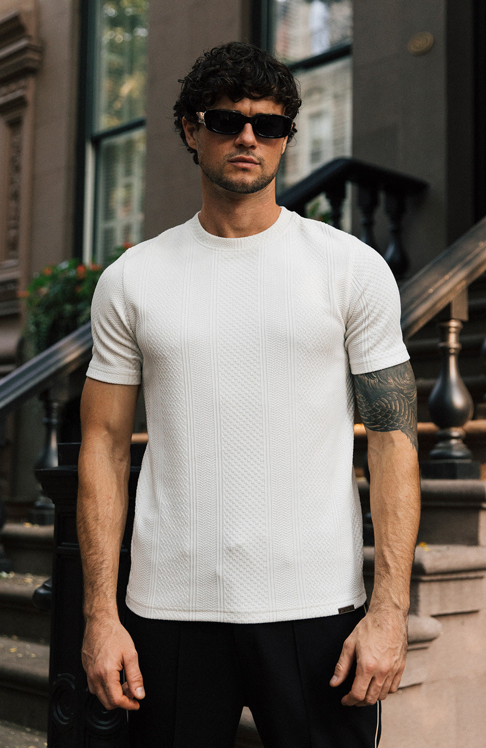 Cedro Slim Textured Tee in White