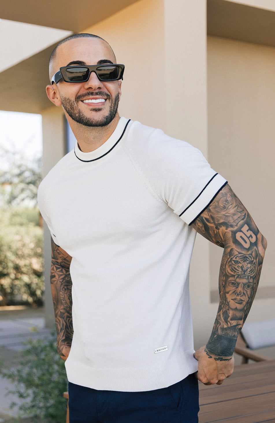 Franco Slim Knit Tee in White