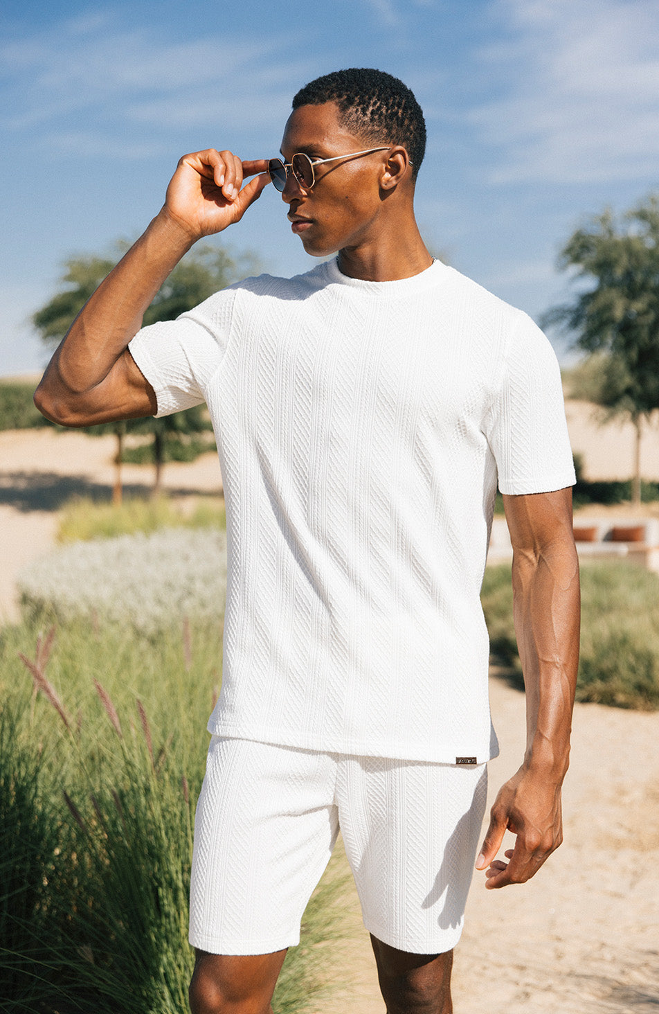 Tanami Textured Stretch Slim Tee in White