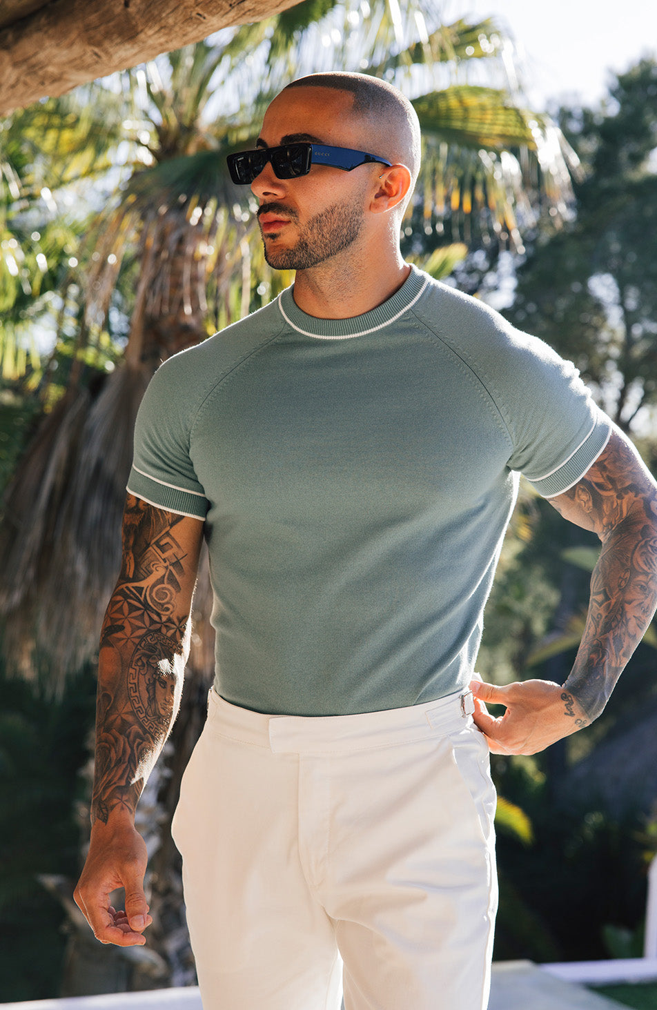 Franco Slim Knit Tee in Mint