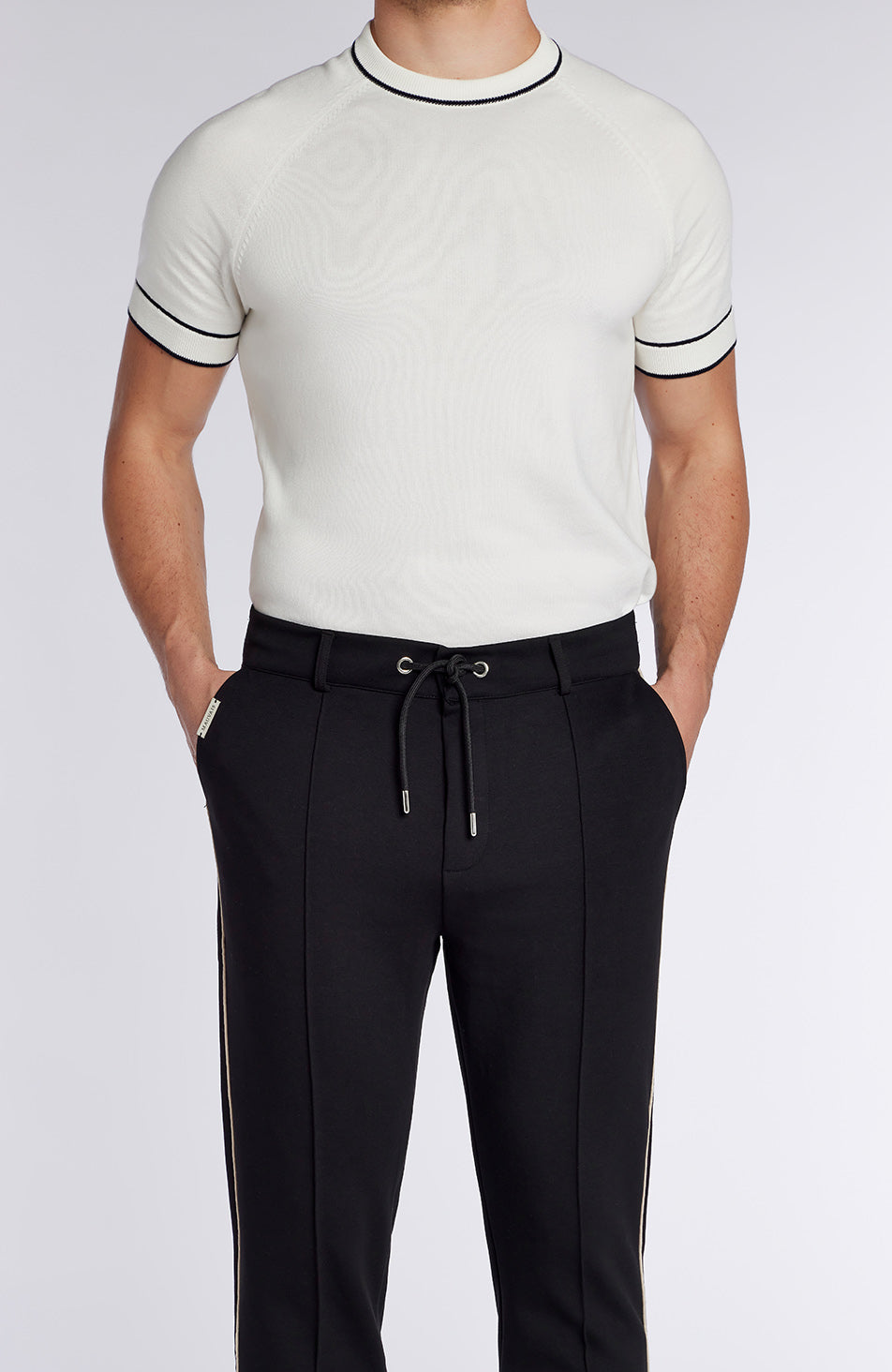 Lowell Slim Piping Joggers in Black