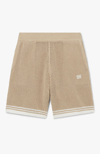 Malibu Cotton Crochet Shorts in Beige