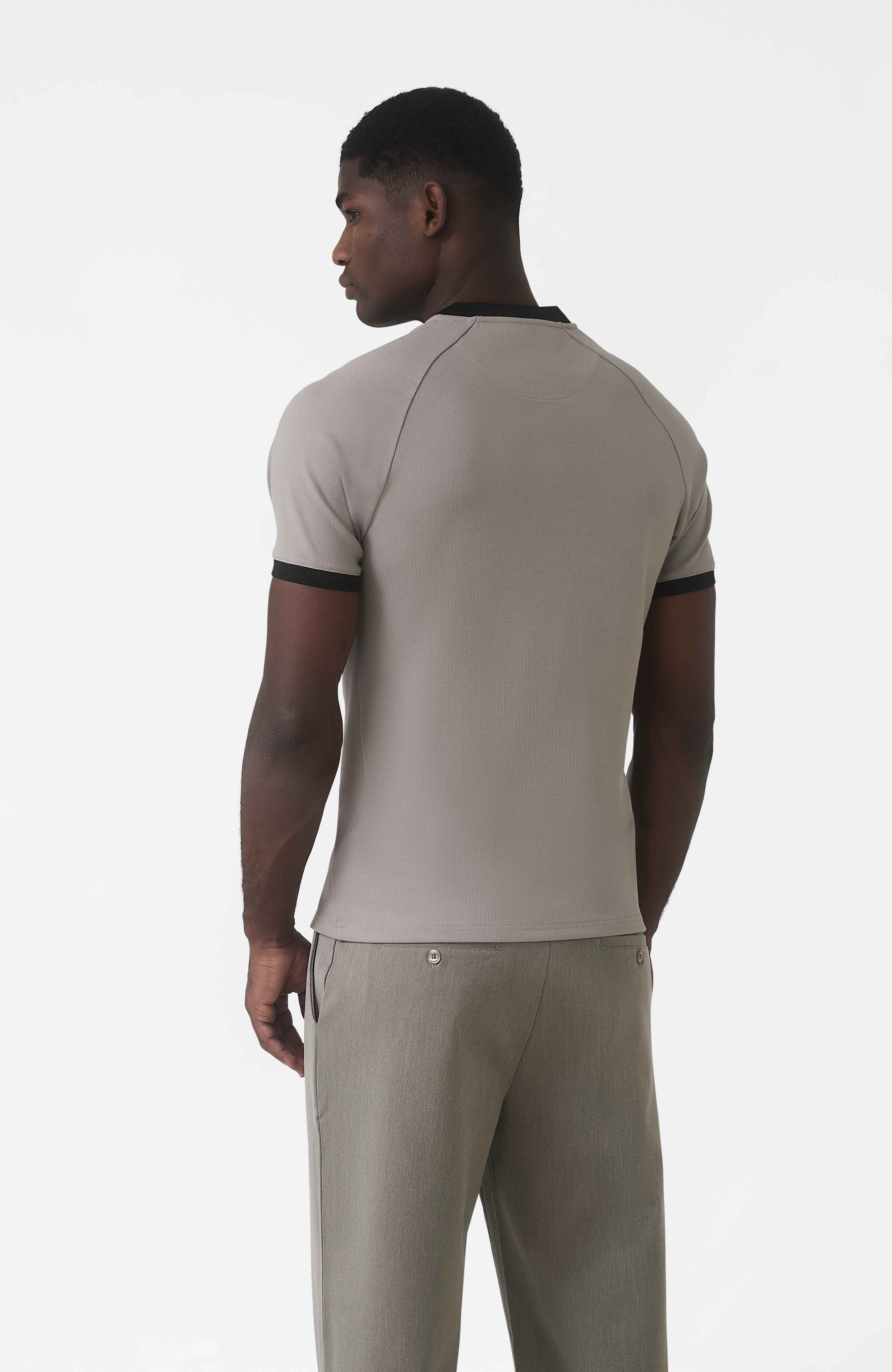 Signature Zip Tee in Monaco Beige