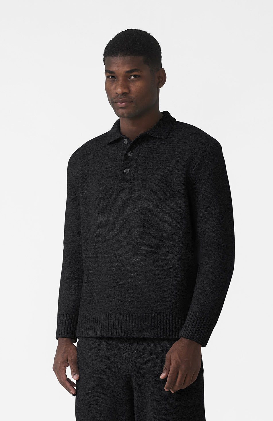 Montreux Knit Button Up Jumper in Black
