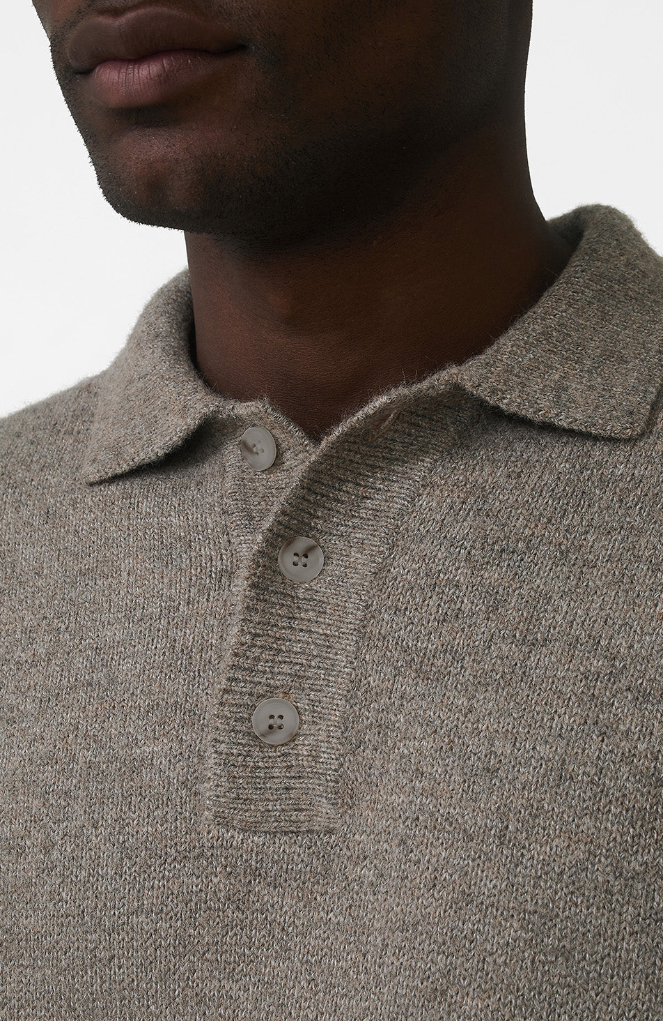 Montreux Knit Button Up Jumper in Beige