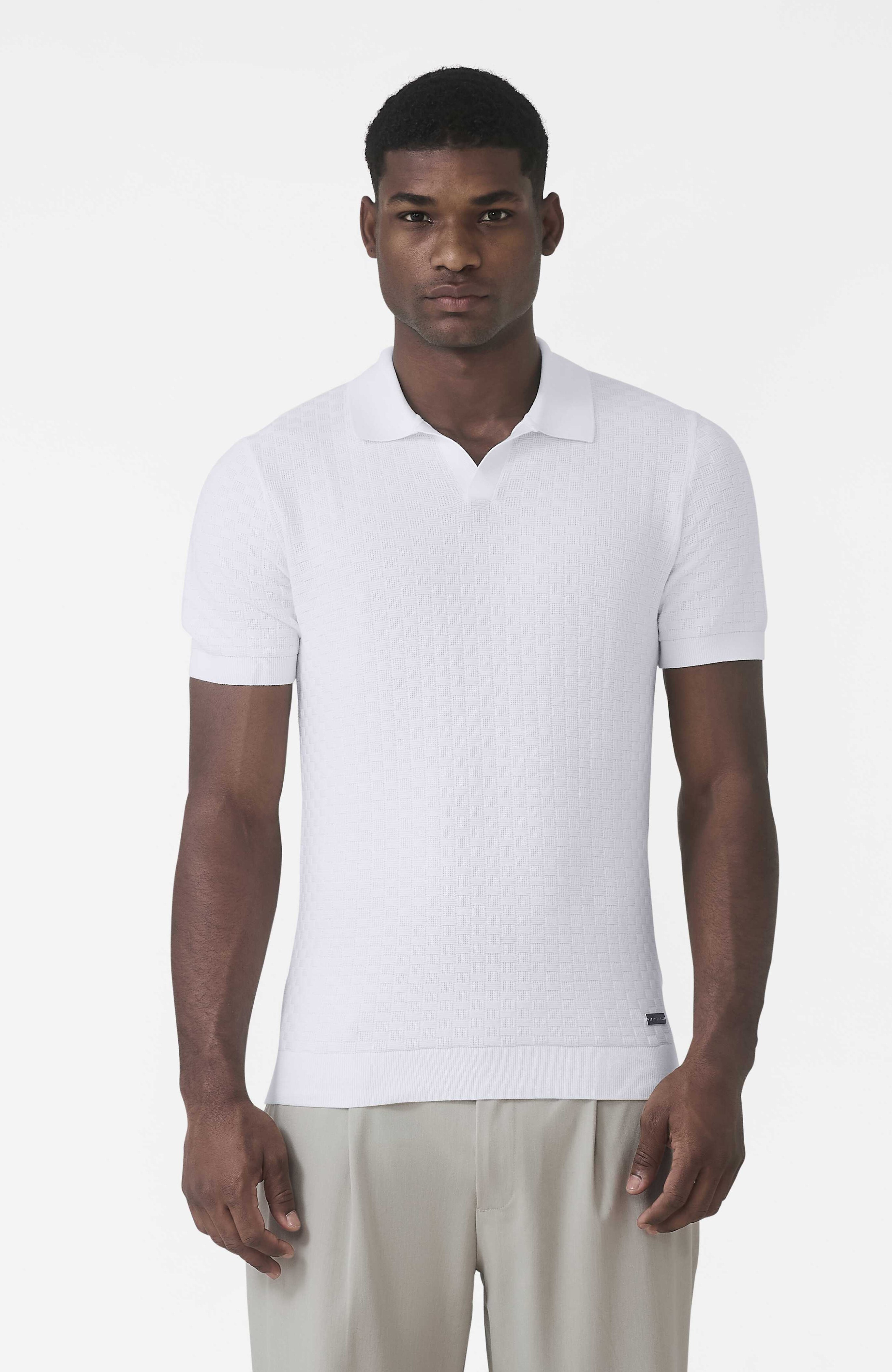 Nerano Slim Knit Polo in Cream