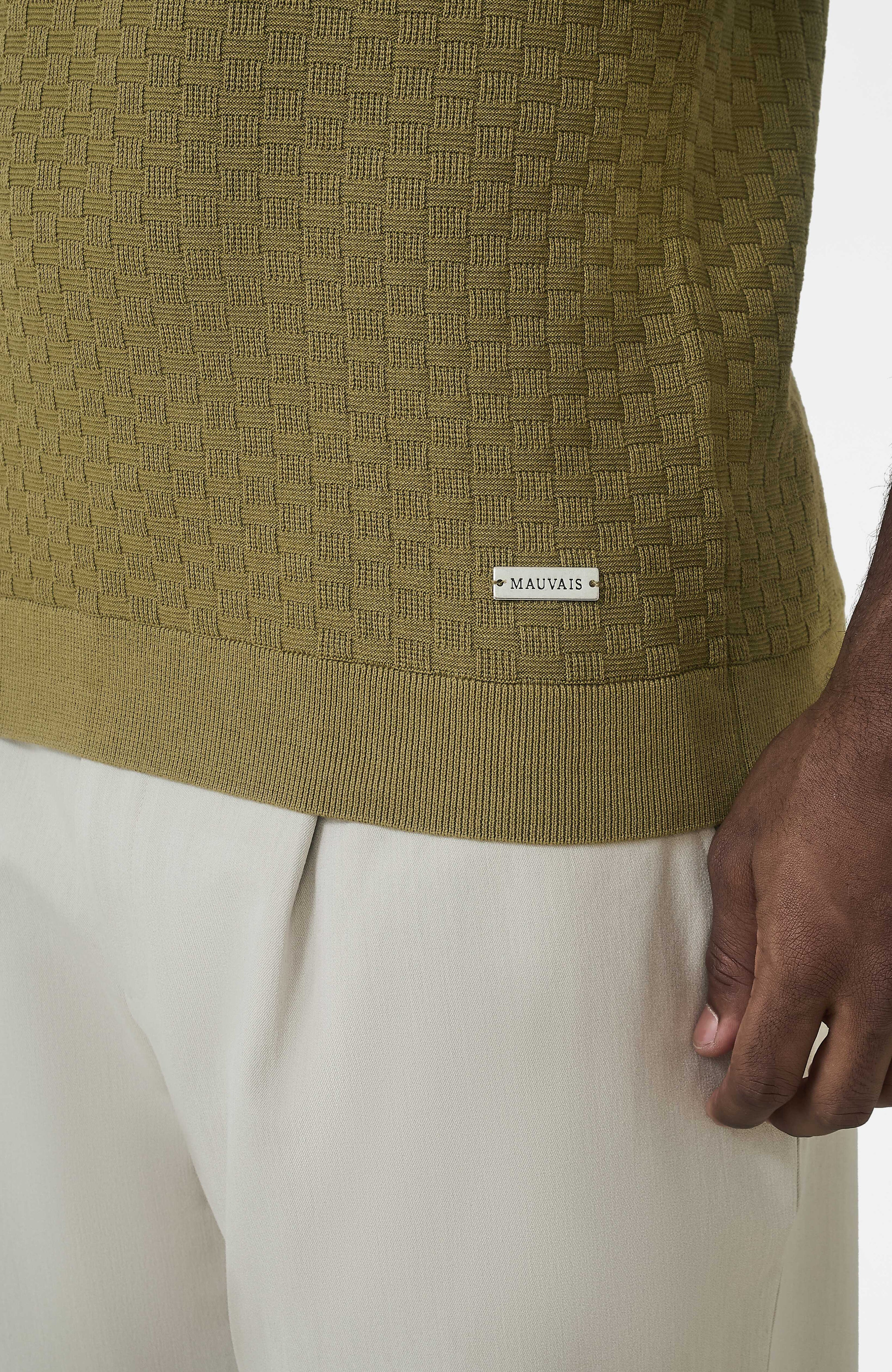 Nerano Slim Knit Polo in Olive