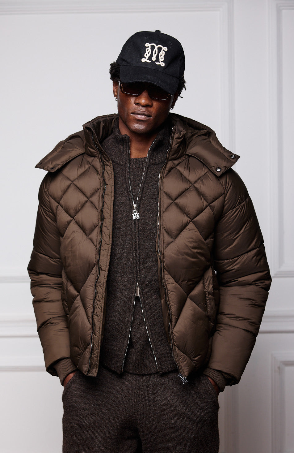 Monogram Montreux Knit Zip-Up Jacket in Brown