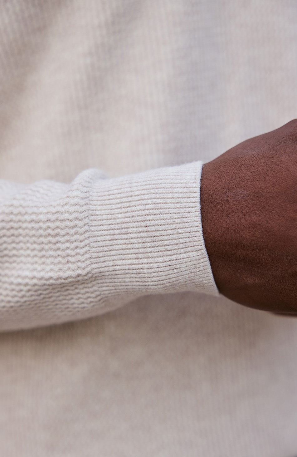 Dolce Relaxed Fit Long Sleeve Revere Jumper in Beige