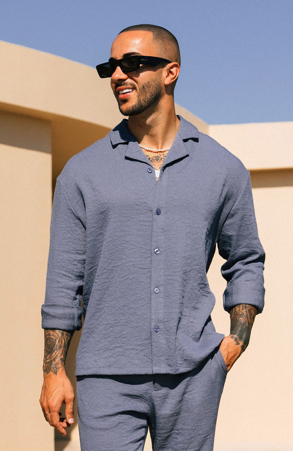 Fiorano Long Sleeve Relaxed Fit Shirt in Storm