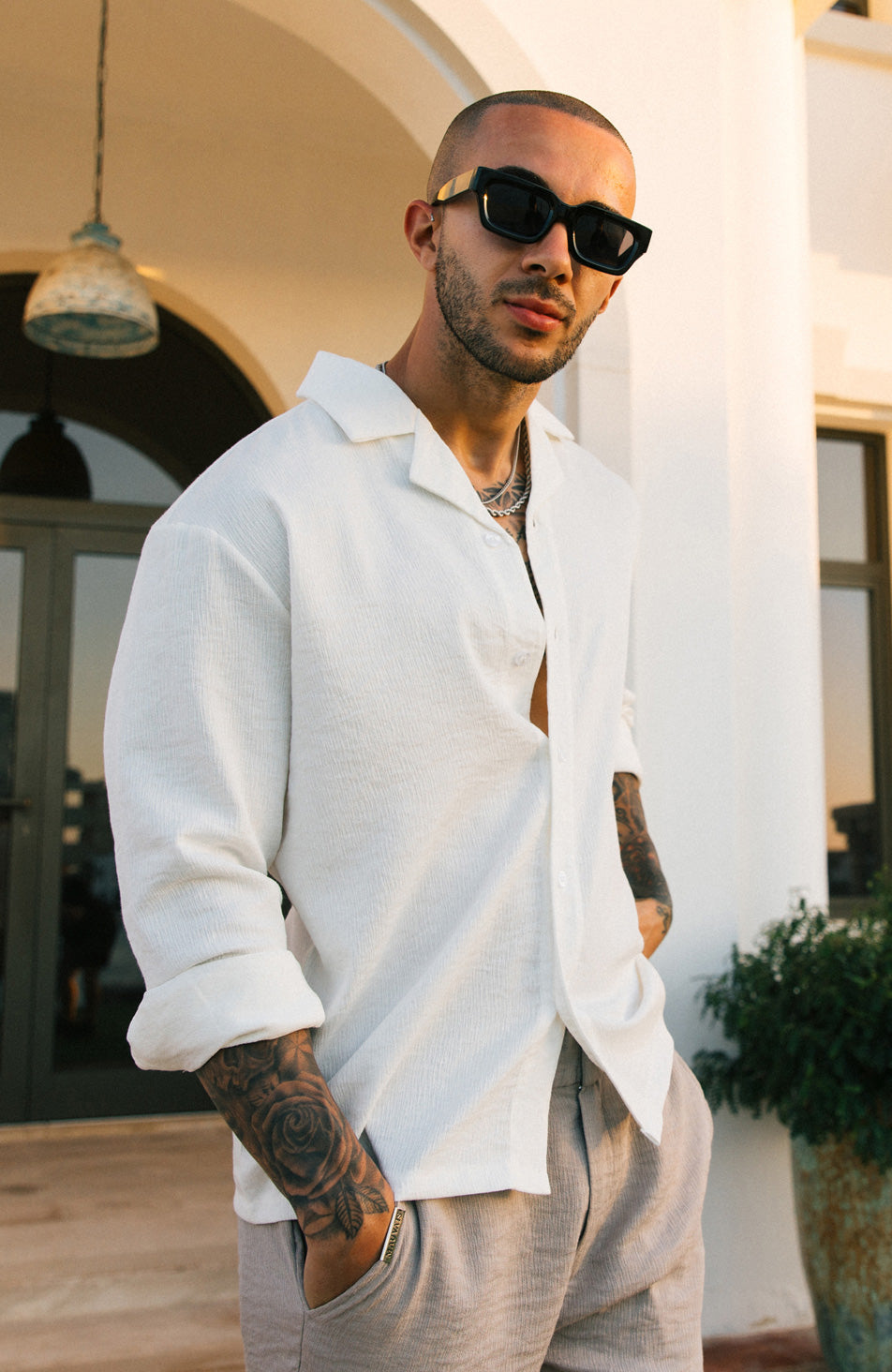 Fiorano Long Sleeve Relaxed Fit Shirt in White