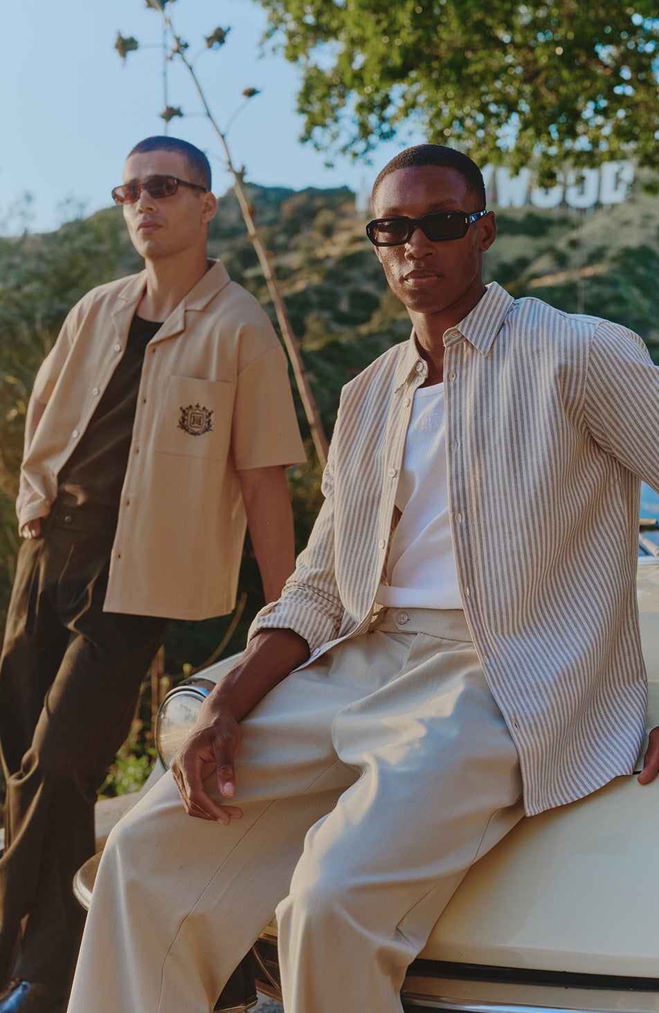 Balencio Embroidered Stripe Shirt in Beige and White