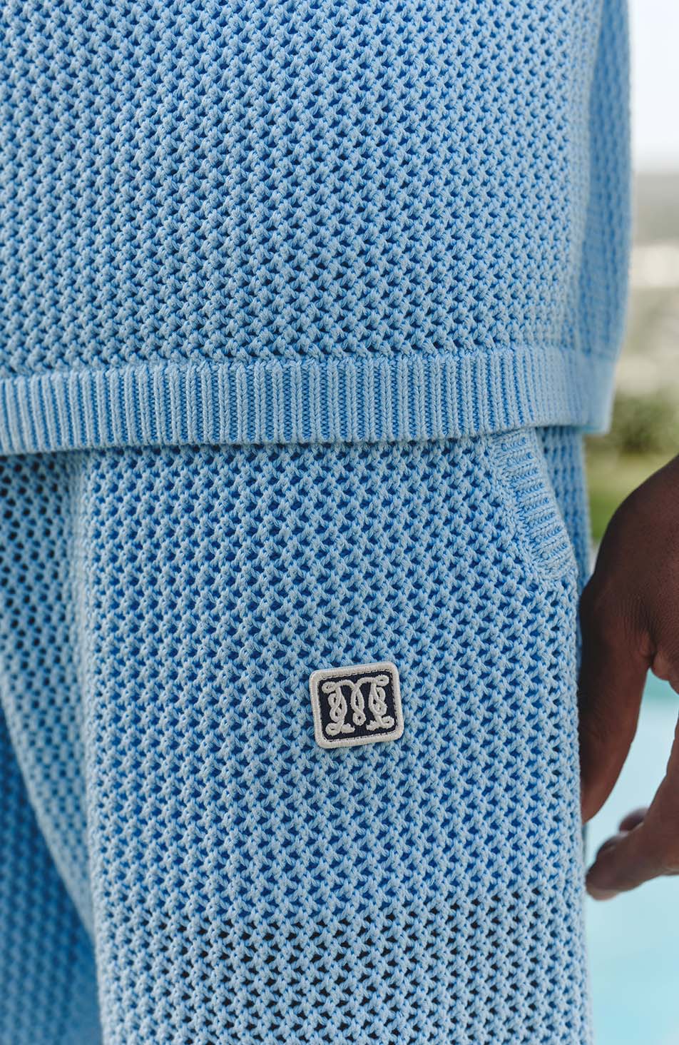 Malibu Cotton Crochet Shorts in Blue
