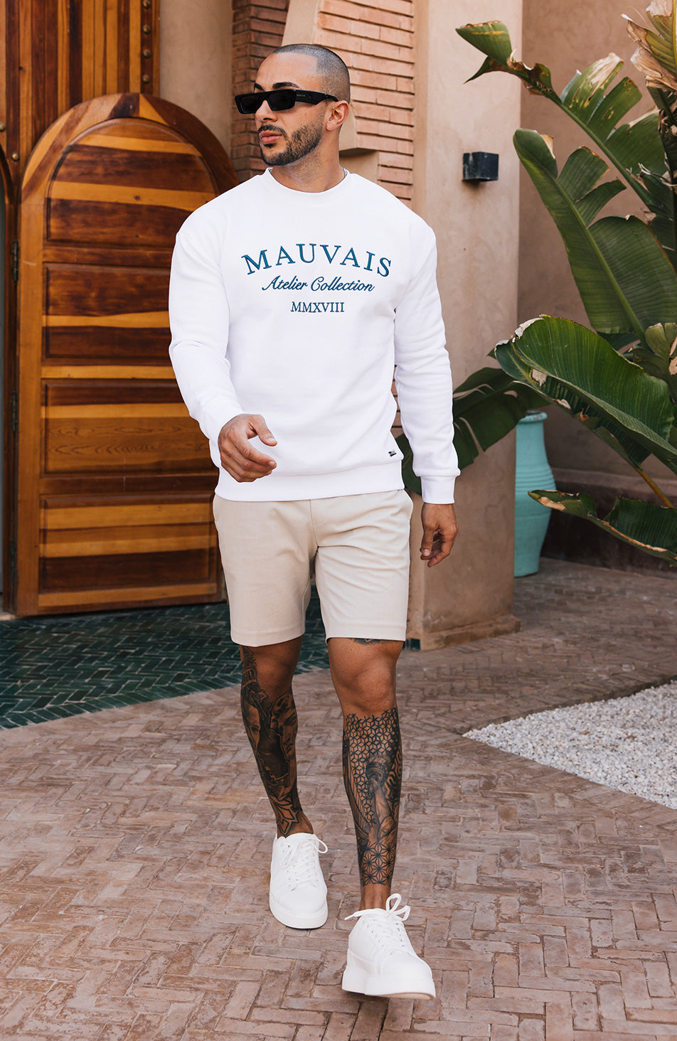 Ricamo Regular Logo Crew Sweatshirt in White