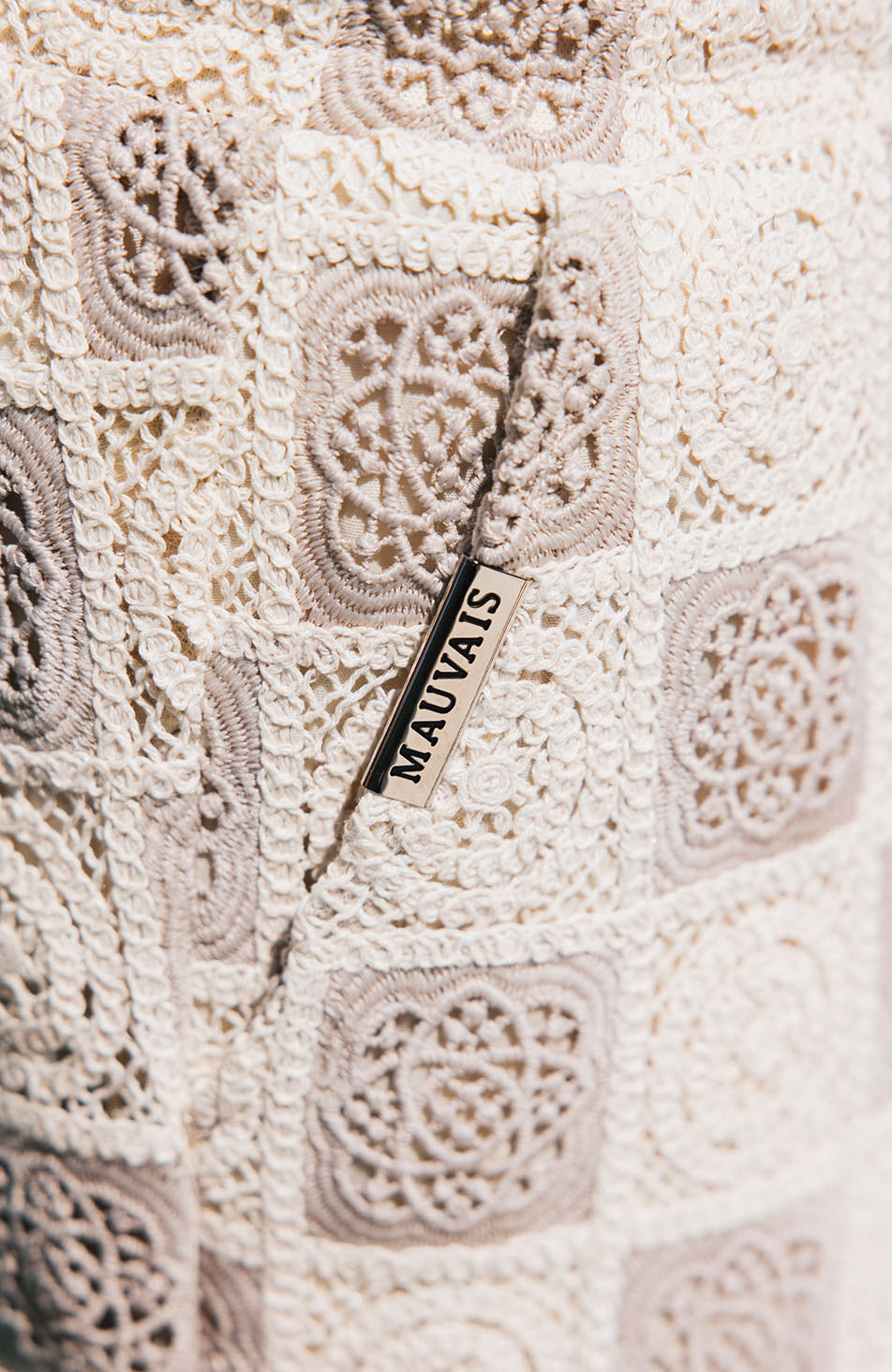 Tulum Checked Crochet Relaxed Fit Lined Shorts in Beige