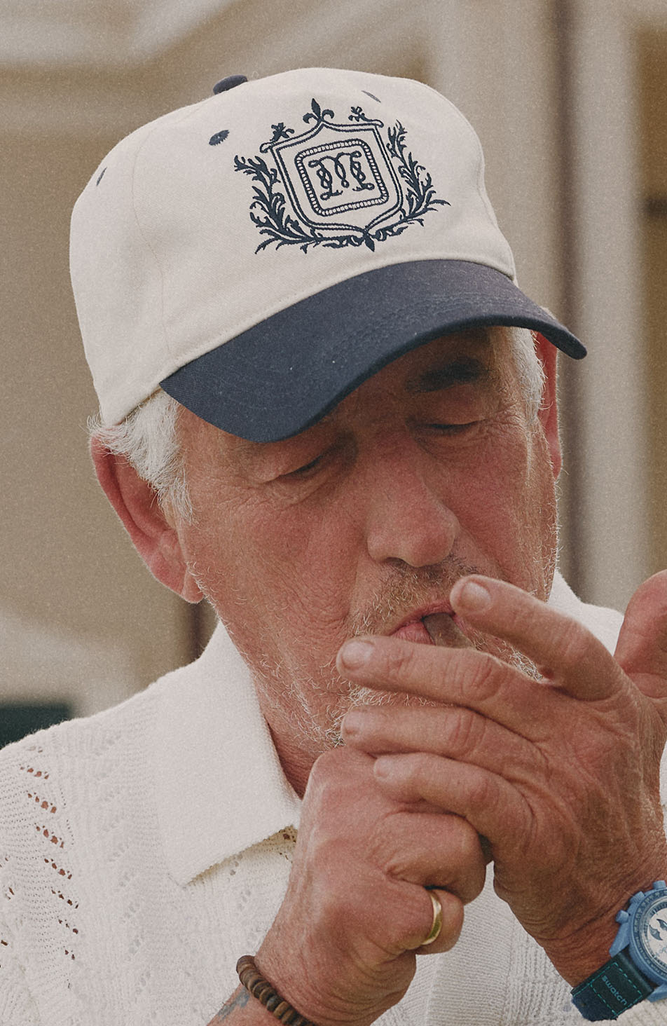 Hills Crest Trucker Cap in Navy and White