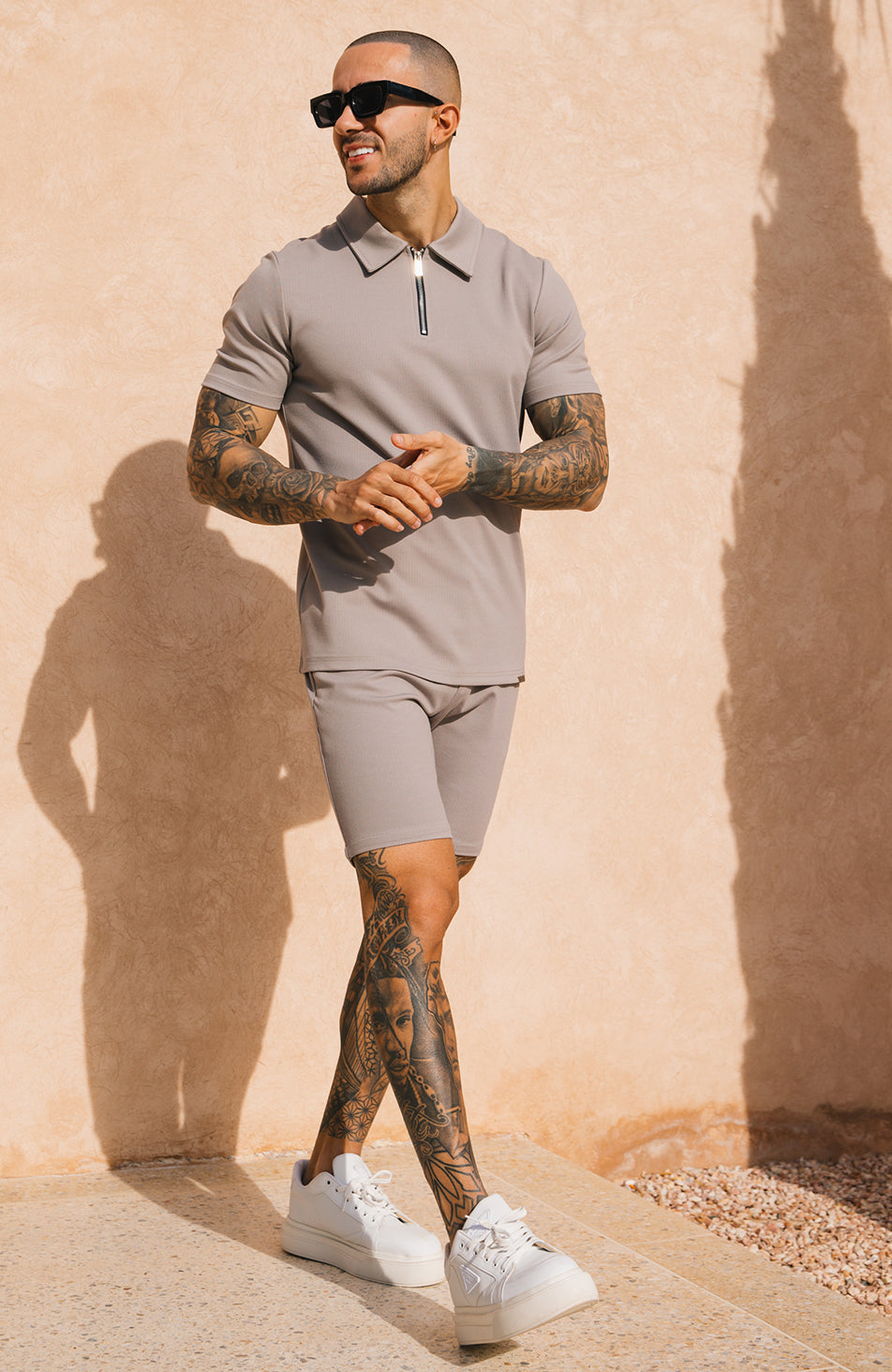 Signature Shorts With Half Belt in Monaco Beige