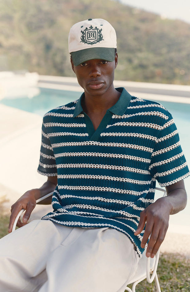 Romano Boxy Stripe Polo in Green