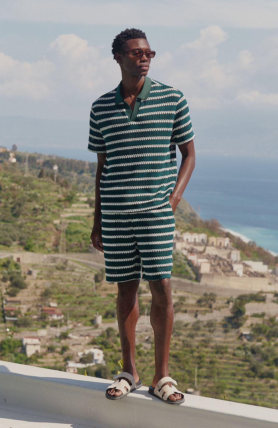 Romano Stripe Shorts in Green