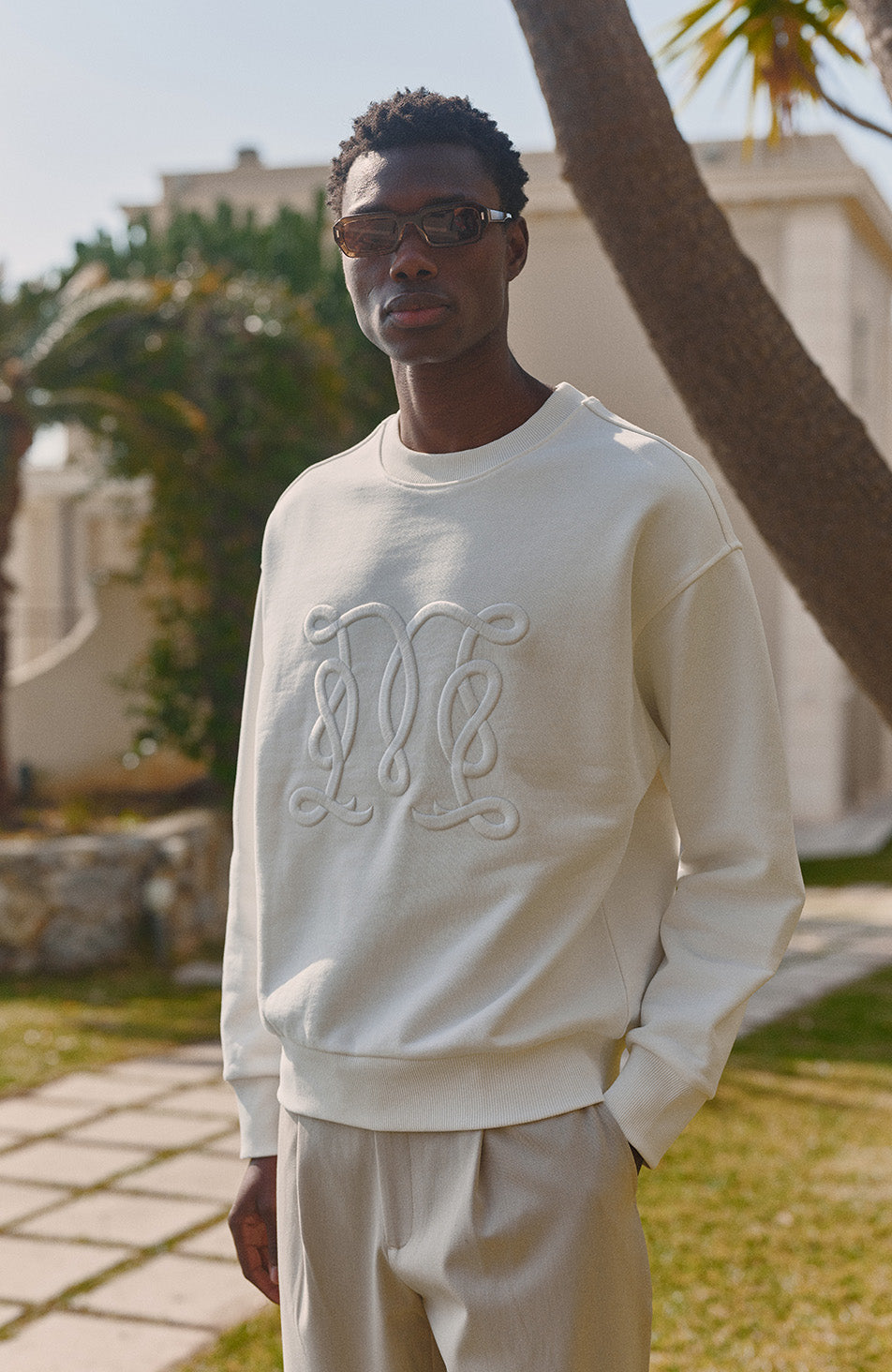 Embroidered Monogram Sweatshirt in White