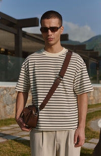 Milano Boxy Stripe Tee in Cream and Black