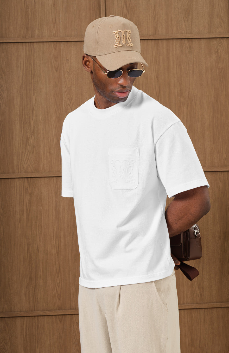 Embossed Monogram Pocket T-Shirt in White