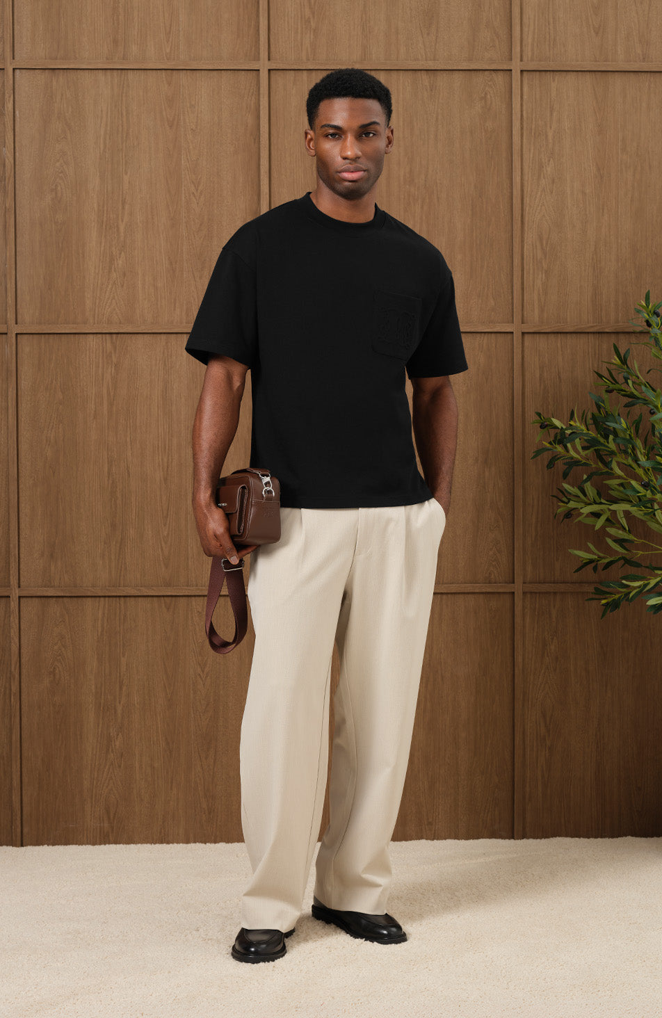 Embossed Monogram Pocket T-Shirt in Black