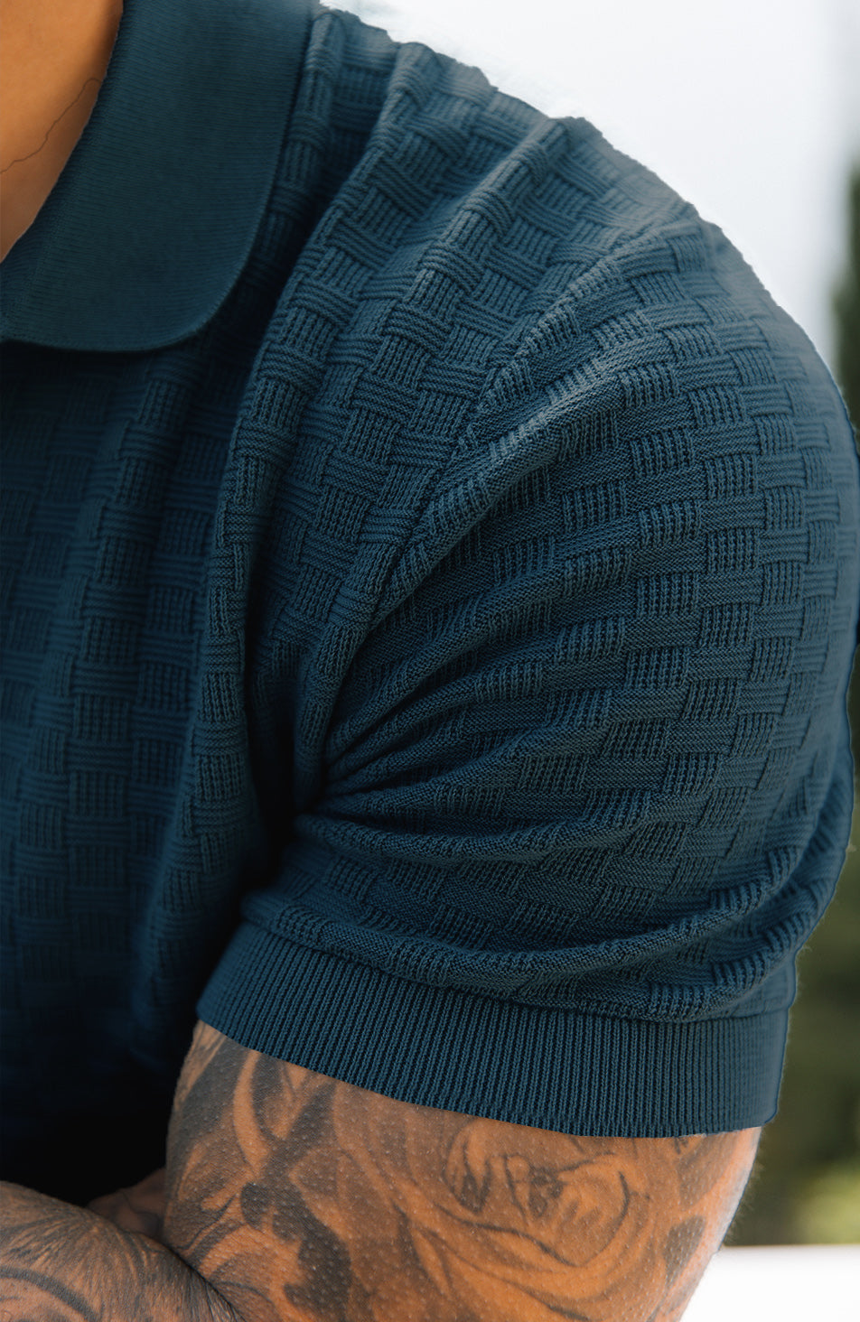 Nerano Slim Knit Polo in Dark Green