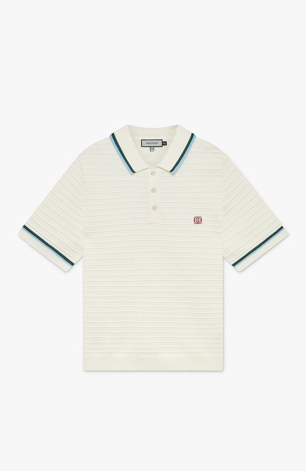 Riviera Knit Rib Polo in White