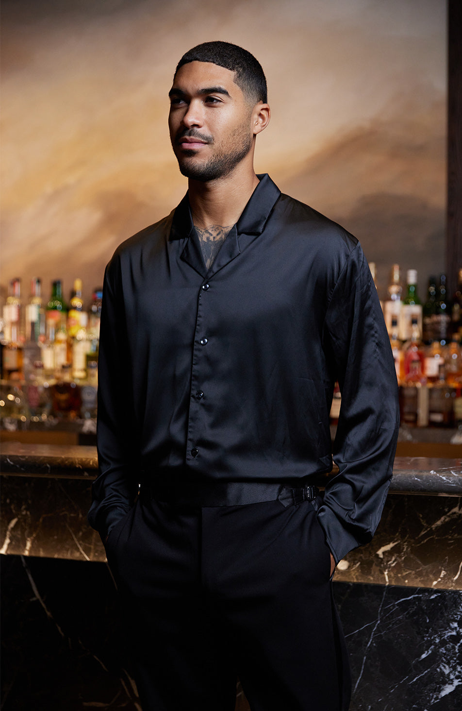 Carter Oversized Satin Long Sleeve Shirt in Black – MAUVAIS (USA)