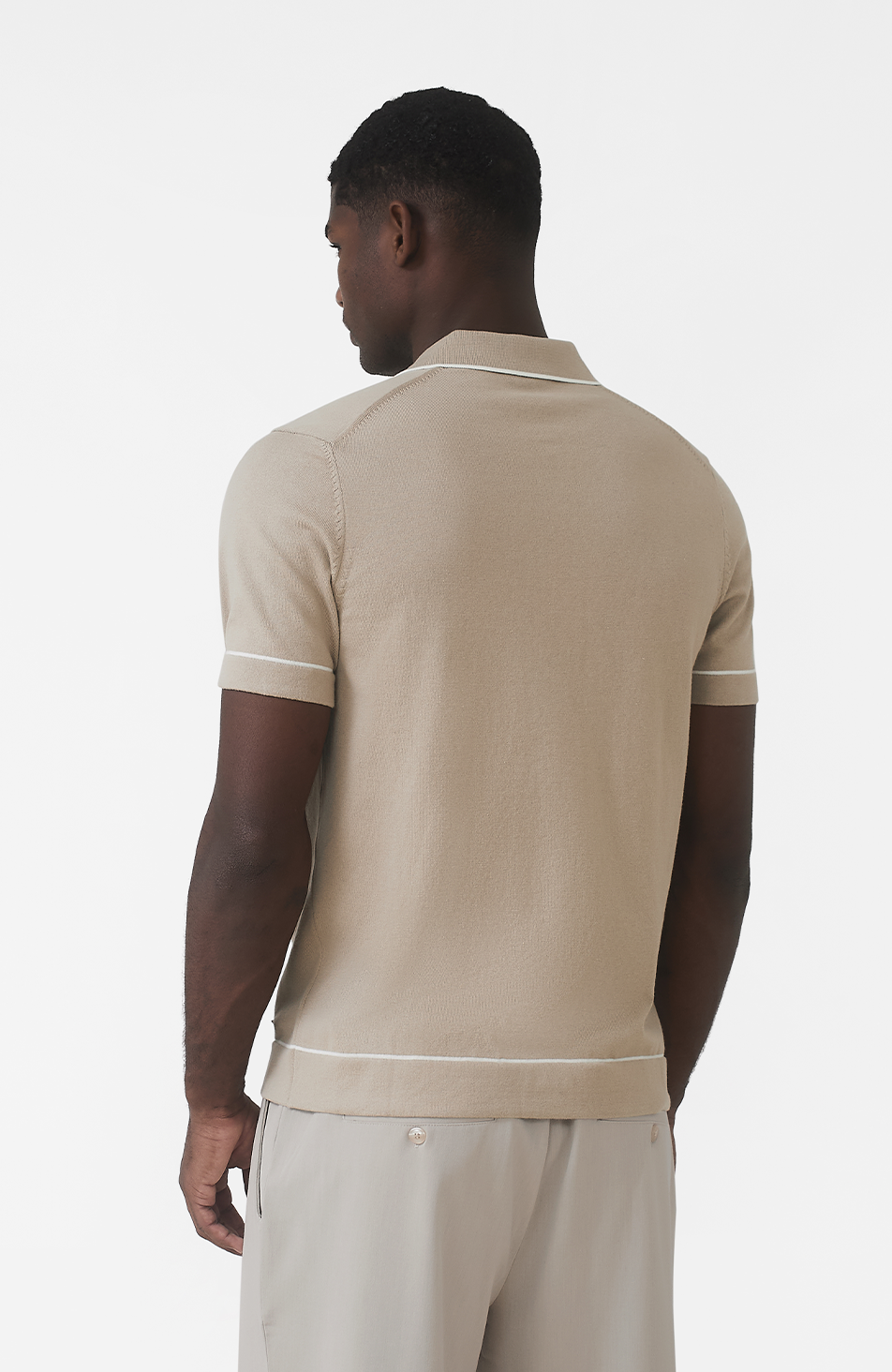 Luciano Slim Knit Shirt in Beige
