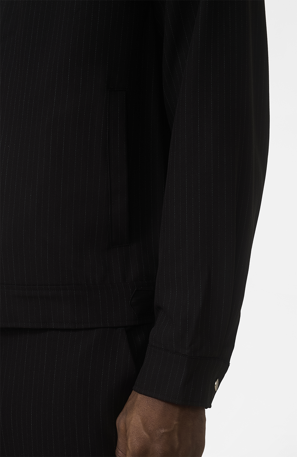 Savile Regular Pinstripe Jacket in Black