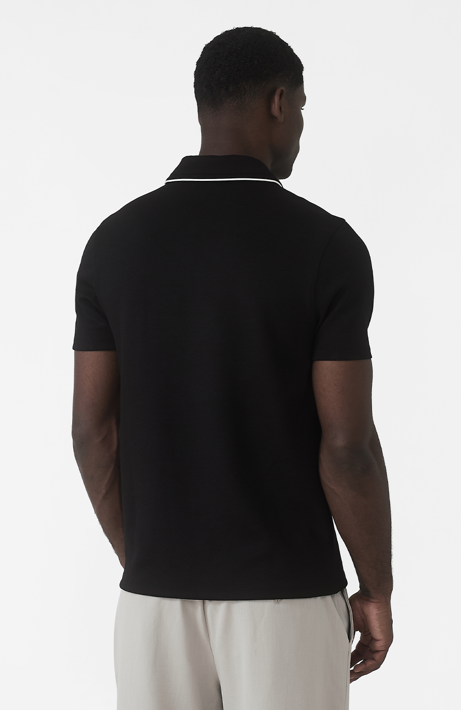 Signature Slim Tipping Polo in Black