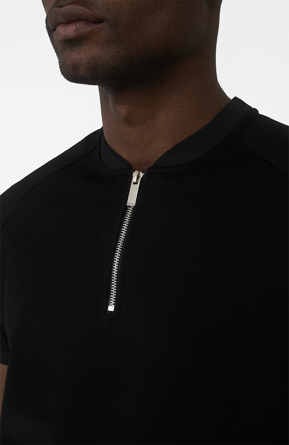 Signature Zip Tee in Black