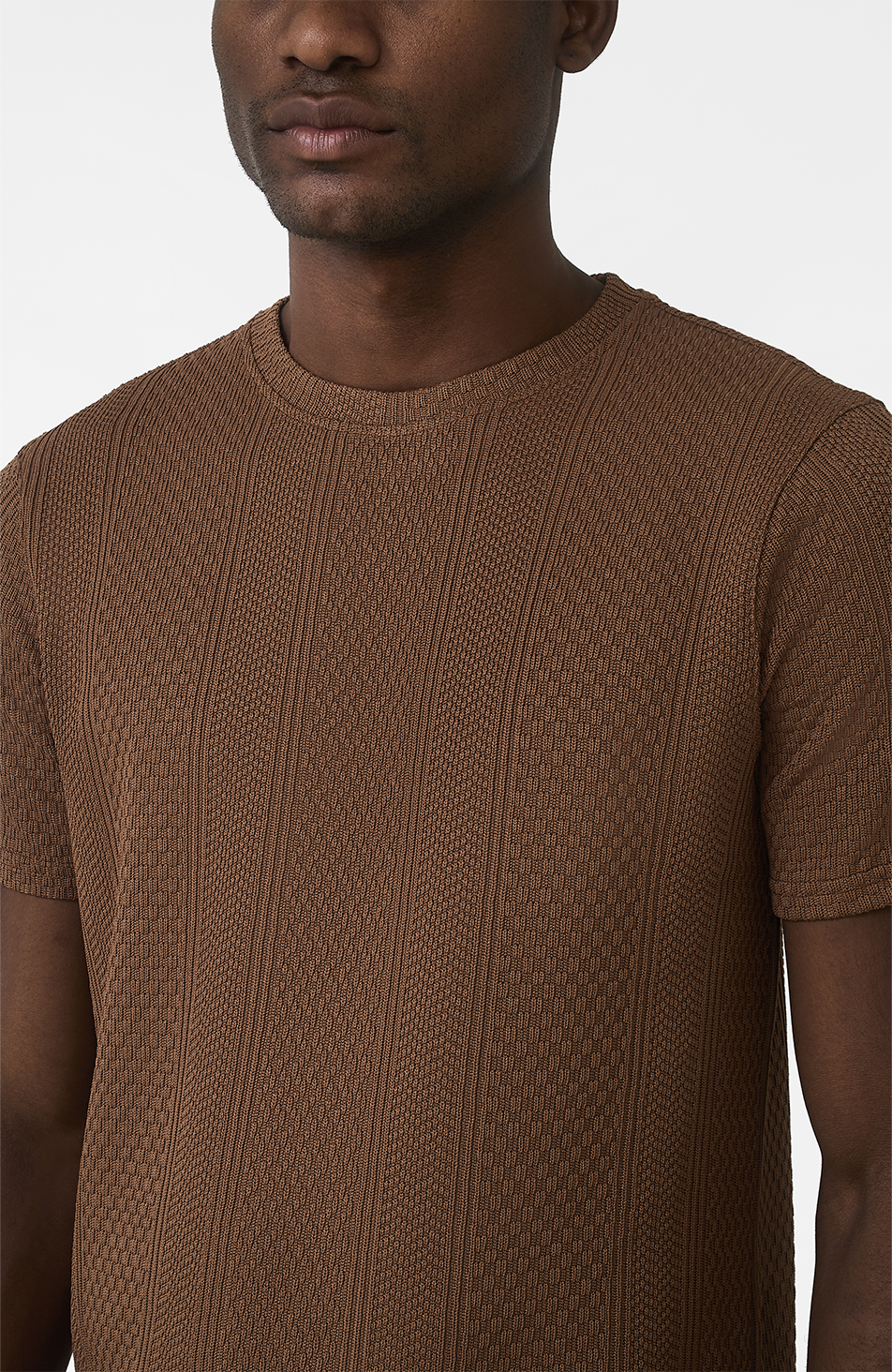 Cedro Slim Textured Tee in Caramel