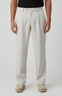 Como Relaxed Fit Pleated Tailored Pants in Beige