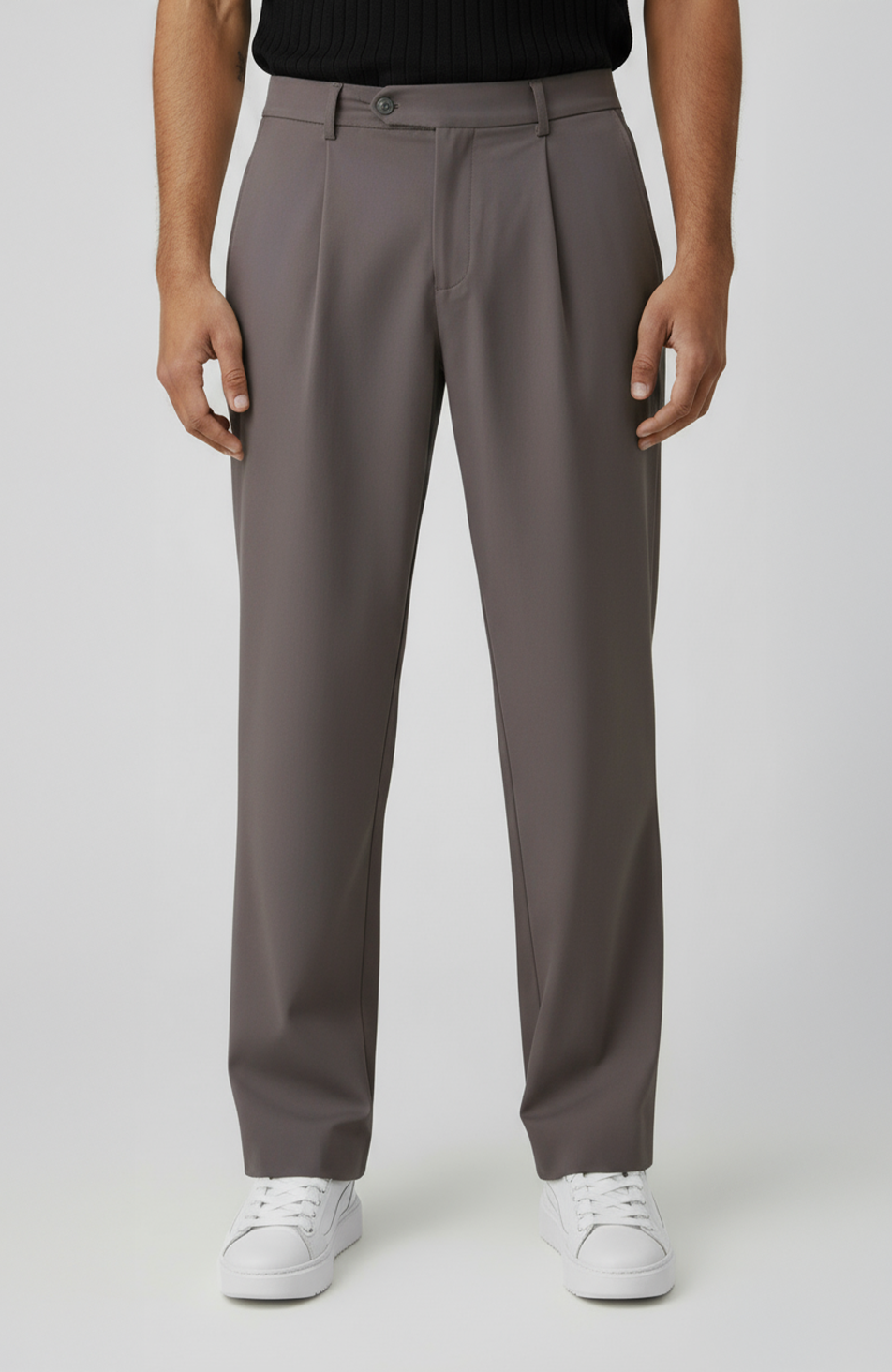 Como Relaxed Fit Pleated Tailored Pants in Taupe