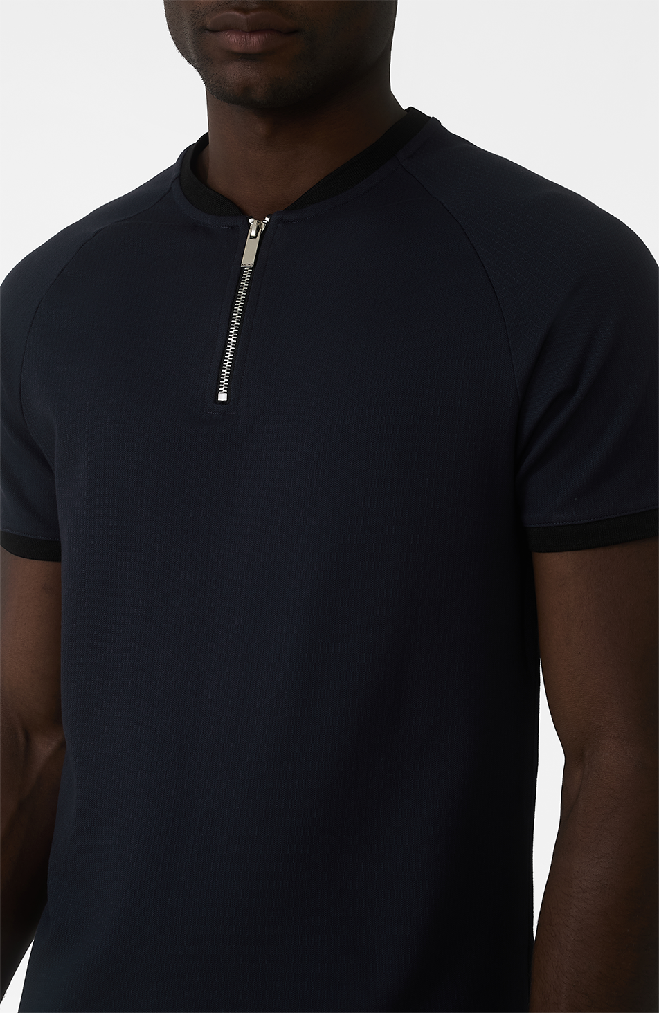 Signature Zip Tee in Navy